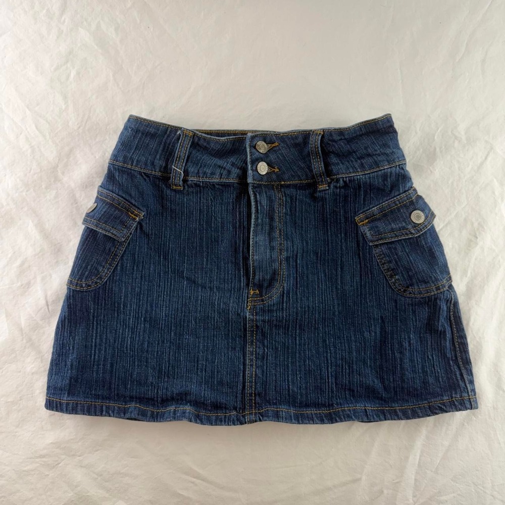 John Galt Agatha Dark Wash Cargo Mini Skirt Womens S Y2k Utility 90s